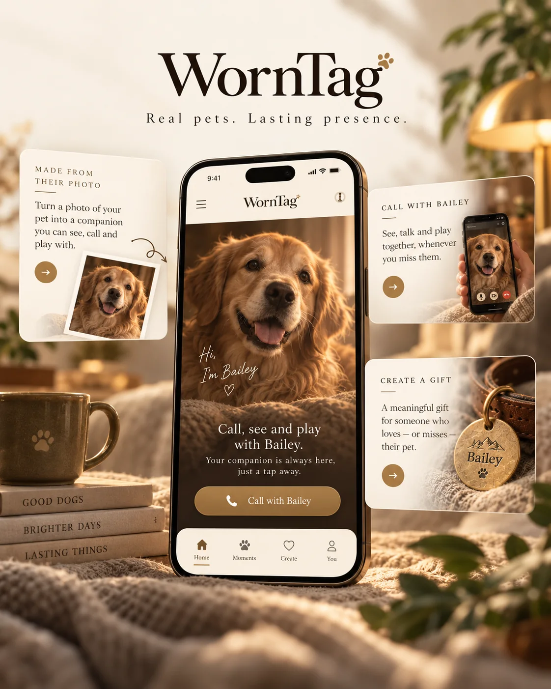Concept image of a WornTag companion experience on a phone