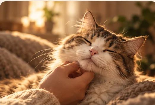 Concept image of a person gently petting a cat
