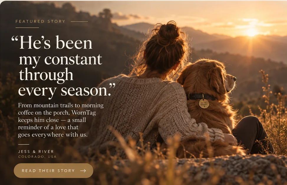 Concept image of a person and dog together at golden hour